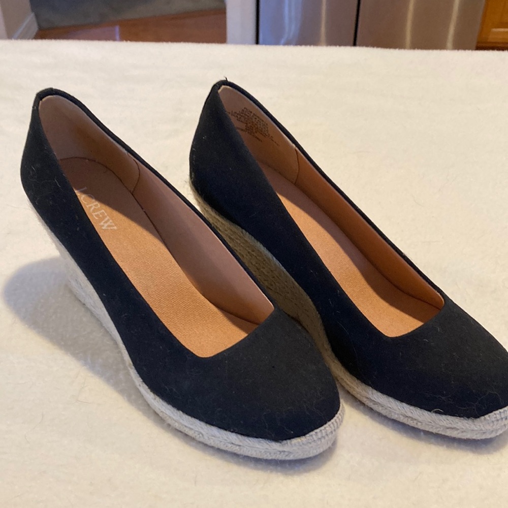 J. Crew Black Espadrille Wedge size 8